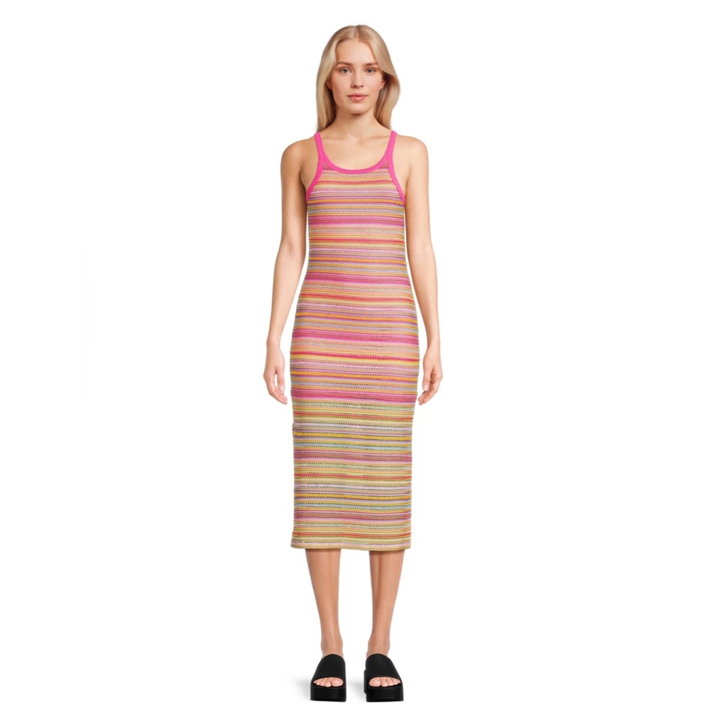 No Boundaries Stripe Tank Dress Pink Multi Color. Size S - Picture 14 of 15